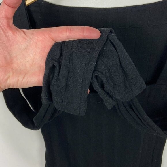 Free People Black Square Neck Ribbed Knit Bodysuit Revolve Size XS Beside Me Rib - Picture 7 of 14